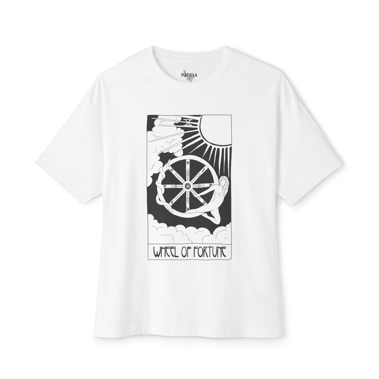 Unisex Oversized Boxy Tee 'Wheel of Fortune' Tarot Card