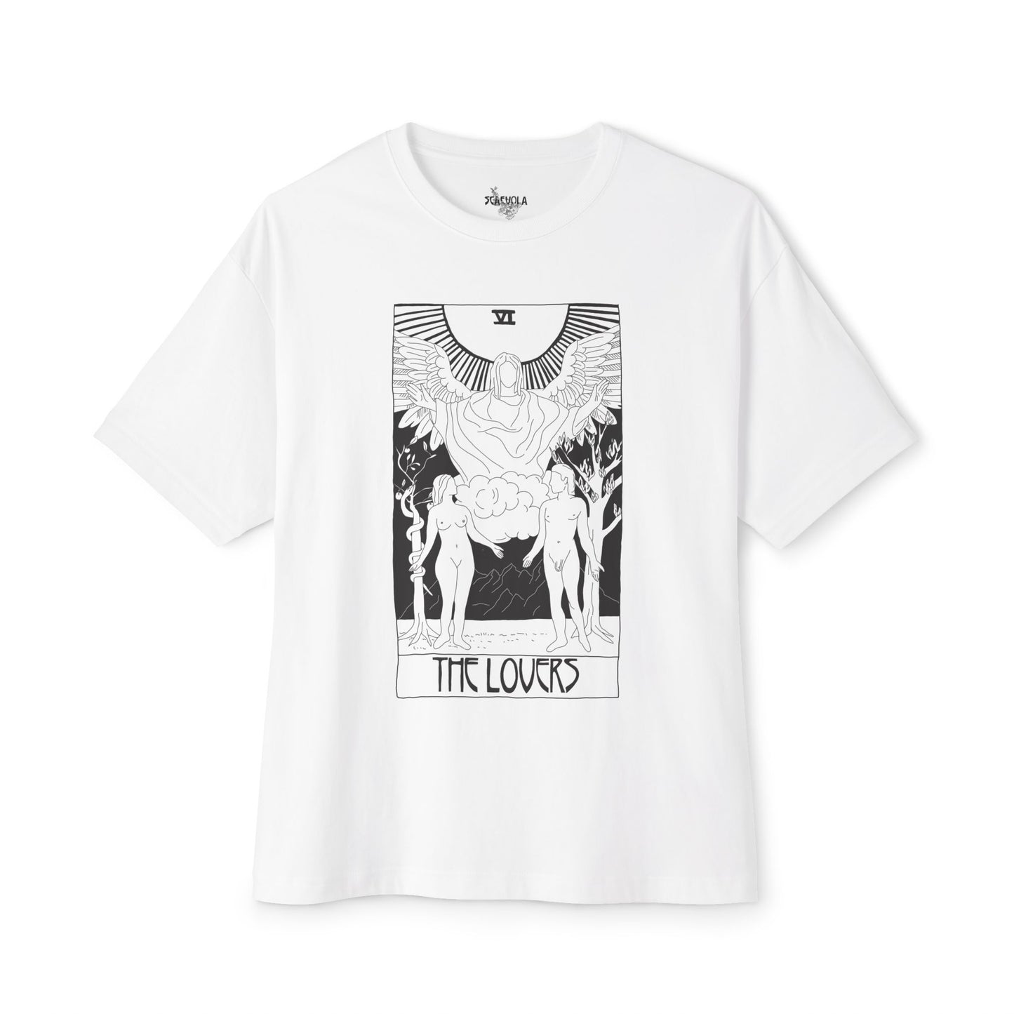 Unisex Oversized Boxy Tee 'The Lovers' Tarot Card