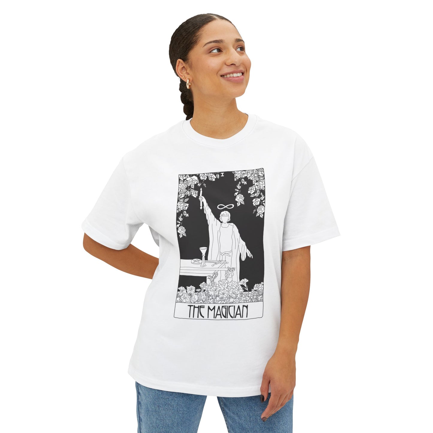 Unisex Oversized Boxy Tee 'The Magician' Tarot Card