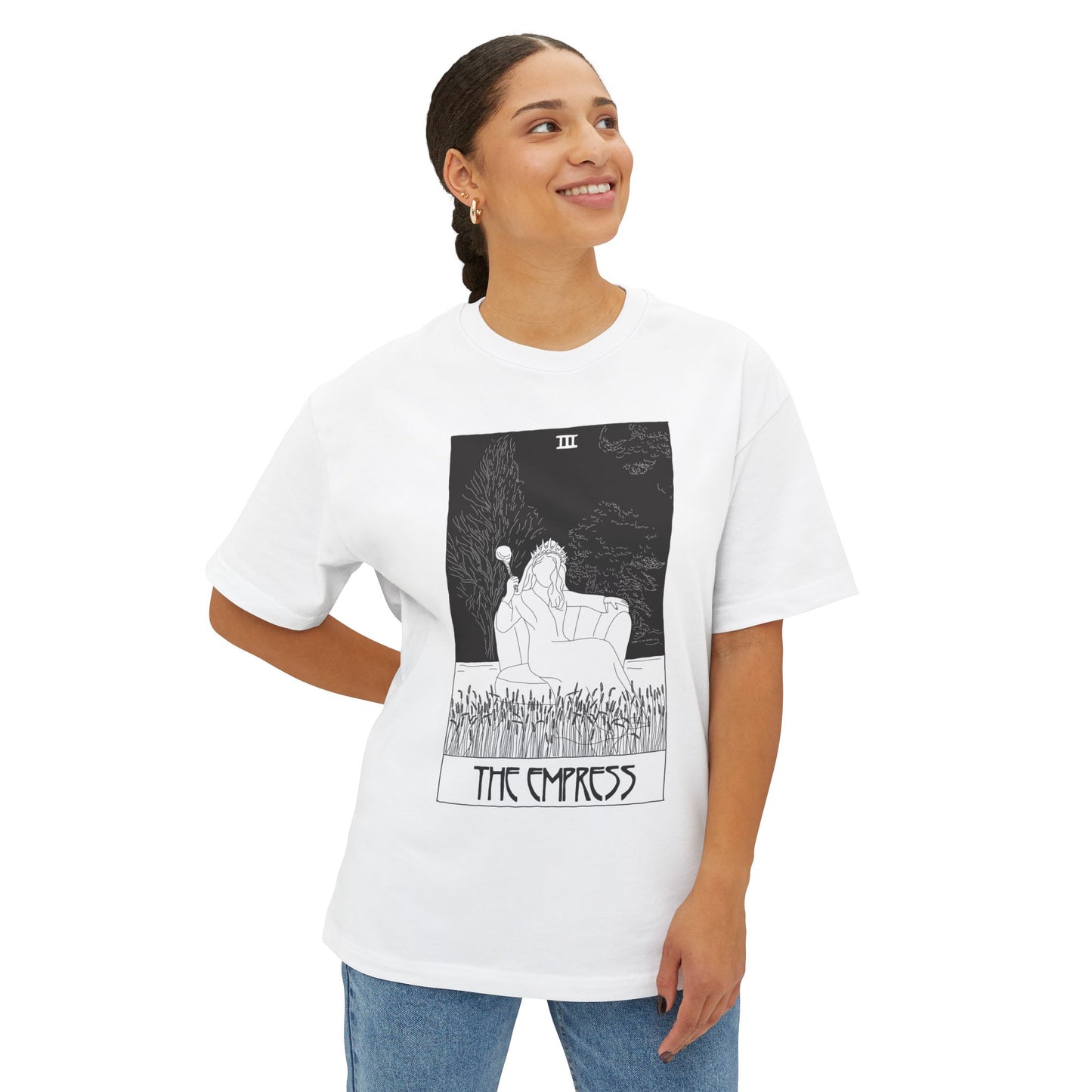 Unisex Oversized Boxy Tee 'The Empress' Tarot Card