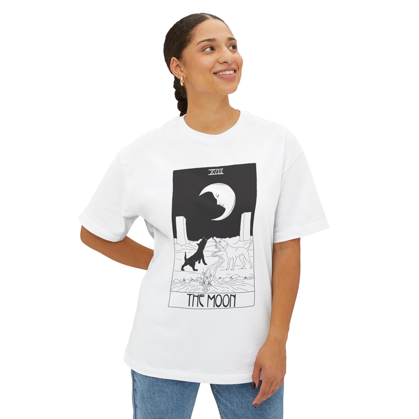 Unisex Oversized Boxy Tee 'The Moon' Tarot Card