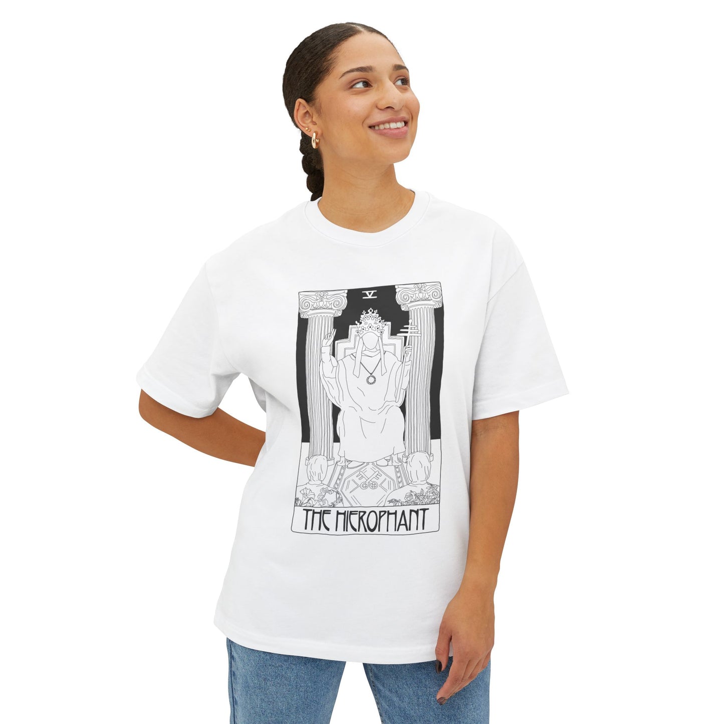 Unisex Oversized Boxy Tee 'The Hierophant' Tarot Card