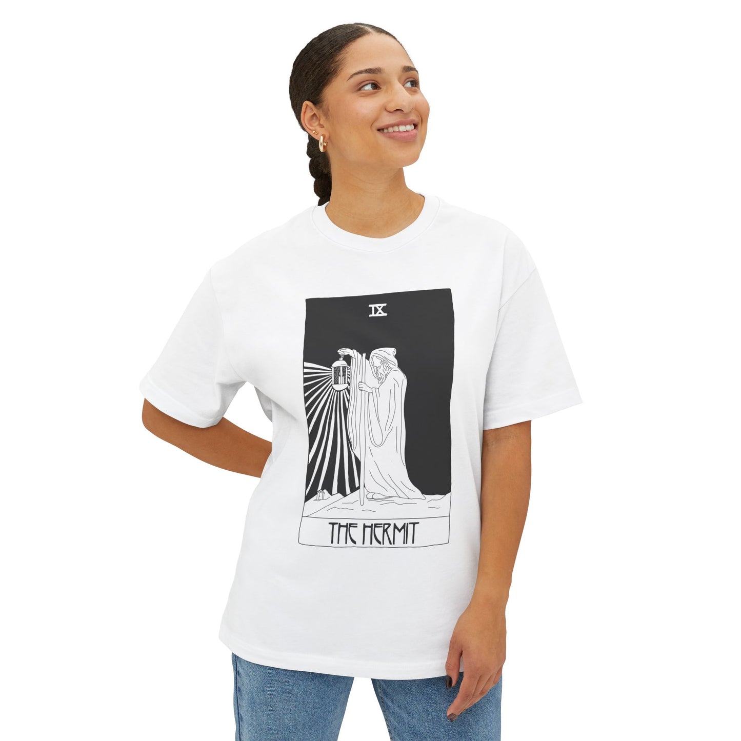 Unisex Oversized Boxy Tee 'The Hermit' Tarot Card