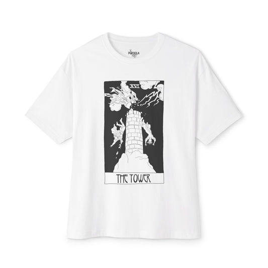 Unisex Oversized Boxy Tee 'The Tower' Tarot Card
