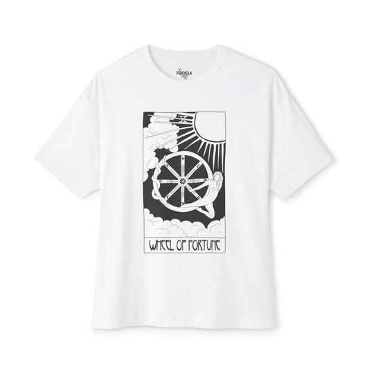 Unisex Oversized Boxy Tee 'Wheel of Fortune' Tarot Card