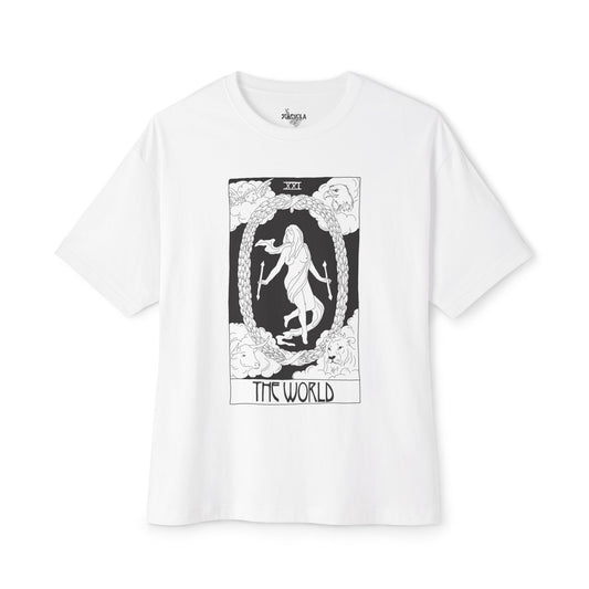 Unisex Oversized Boxy Tee 'The World' Tarot Card